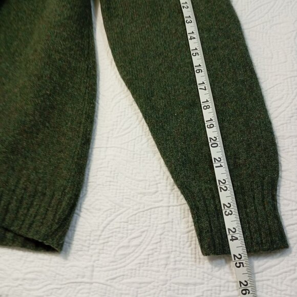 Mr. Sweater V-Neck Pullover 100% Shetland Wool Green Mens Sweater Size L - Picture 7 of 9